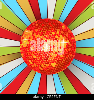 Abstrakte Retro-Hintergrund mit leuchtenden Disco-Kugel. Grafische Kunst Stockfoto