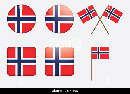 Abzeichen mit norwegischer Flagge-Vektor-illustration Stockfoto