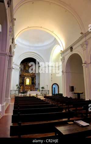 Heiligtum der Jungfrau von El Toro Innenaufnahmen der Kirche auf Monte Toro Menorca Spanien Stockfoto