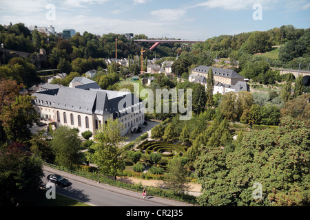Blick Richtung Pont Grande Duchesse über Pfaffenthal Gebiet der Stadt Luxemburg, Großherzogtum Luxemburg. Stockfoto