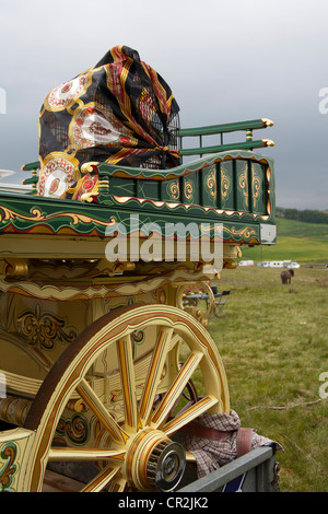 Ende, Sedbergh fiel. Ein Reisender camp  Attending der jährlichen Appleby Horse Fair, Cumbria, UK Stockfoto