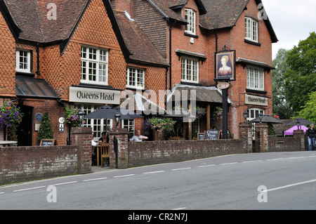 Das Queens Head Public House in Burley, Hampshire, eine beliebte Touristenattraktion im New Forest mit Hexerei Verbindungen Stockfoto