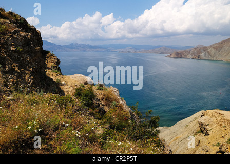 Küste Ansicht, Ordschonikidse (Siedlung von Feodossija), Krim, Ukraine Stockfoto