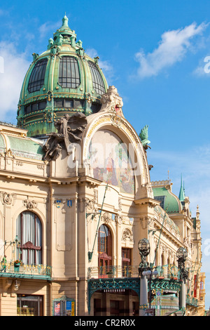 Tschechien, Prag - Gemeindehaus - Jugendstil-Dekoration des äußeren Stockfoto