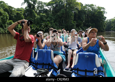 Ökotouristen Wildbeobachtung, Nationalpark Tortuguero, Costa Rica Stockfoto