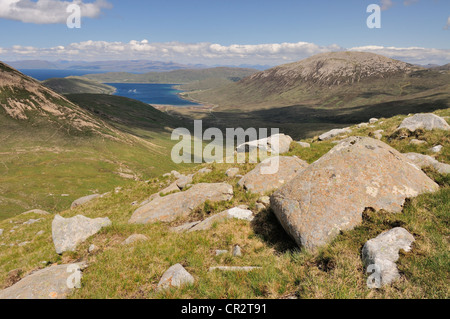 Blick von Marsco in Richtung Loch Ainort und Glas Bheinn Mhor, Isle Of Skye, innere Hebriden, Schottland Stockfoto
