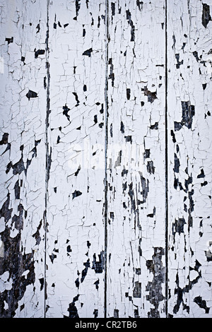 Hintergrund der alten Holzplatten mit abblätternde Farbe Stockfoto