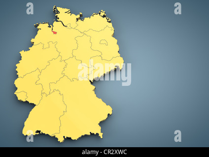 Deutschland, Gliederung, Bundesländern, 3D illustration Stockfoto