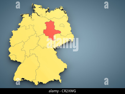 Sachsen-Anhalt, Outline, Bundesländern, 3D illustration Stockfoto