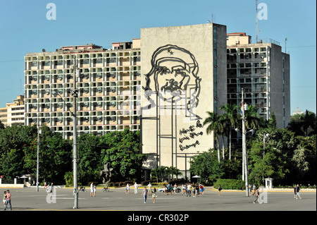 Metall-Skulptur, Wandbild von Che Guevara, Plaza De La Revolucion, Stadtzentrum von Haban Nueva Vedado, Havanna, Kuba, große Antillen Stockfoto