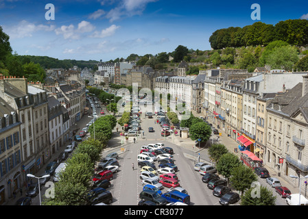 Blick über die Stadt Morlaix im Norden des Departements Finistère, Bretagne, Frankreich, Europa, publicground Stockfoto