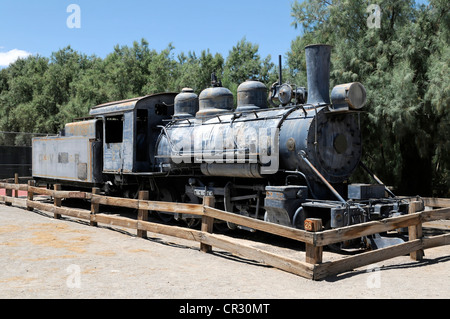 Historischen Dampflokomotive, Furnace Creek Ranch Resort Oasis, Death Valley National Park, Mojave-Wüste, Kalifornien, USA Stockfoto