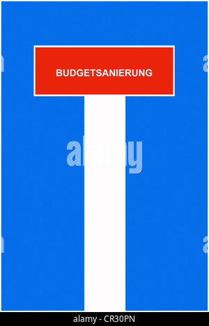 Symbolische Bild, Dead-End street, Sackgasse, Budgetsanierung, Deutsch für "finanzielle Restrukturierung des Haushalts" Stockfoto