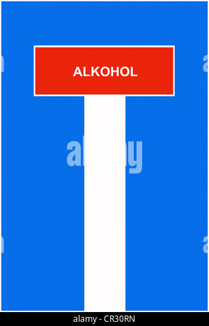 Symbolische Bild, Dead-End street, Sackgasse, Alkohol, Deutsch für "Alkohol" Stockfoto