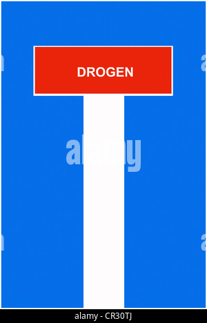 Symbolische Bild, Dead-End street, Sackgasse, Drogen, Deutsch für "Drogen" Stockfoto