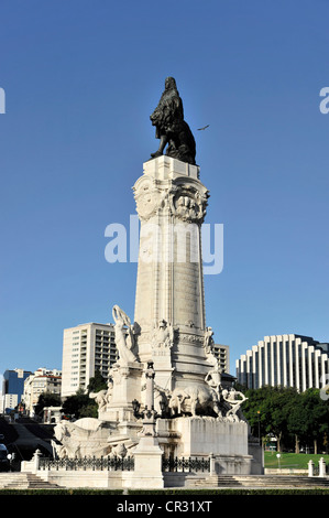 Praça Marques de Pombal, 36m hohe Statue, errichtet 1934, Lissabon, Lissabon, Portugal, Europa Stockfoto