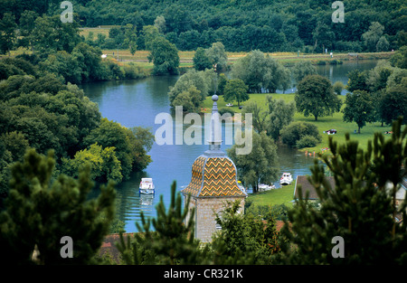 Frankreich, Haute Saone, Ray Sur Saone, der kaiserlichen Turm mit Blick auf der Saône Stockfoto