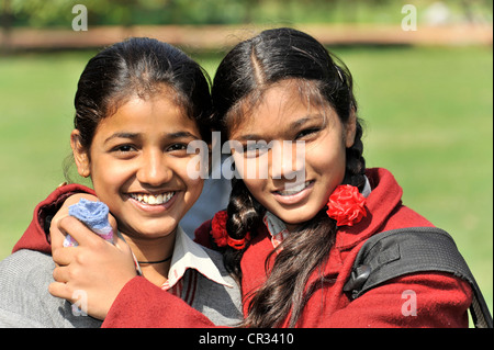 Indische Schülerinnen, Porträt, Delhi, Nordindien, Indien, Asien Stockfoto