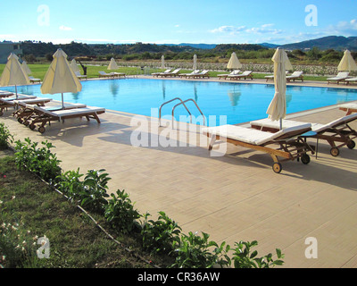 Gesamtansicht der Mark Warner Levante Beach Resort Hotel in Afandou Beach, Rhodos, Griechenland. Stockfoto