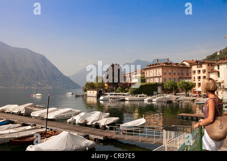 Italien, Lombardei, Comer See, Sala Comacina Dorf Stockfoto