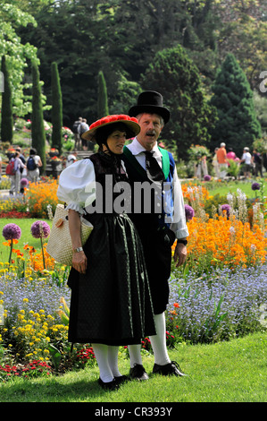 Paar in Tracht aus nochmals, Schwarzwald, 1. Internationalen Bodensee-Darbietungen traditioneller Tracht Stockfoto