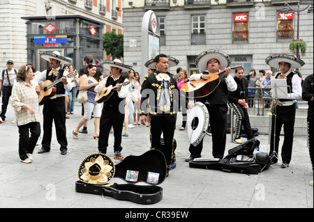 Mexikanische Straßenmusiker, Puerta del Sol, Madrid, Spanien, Europa Stockfoto