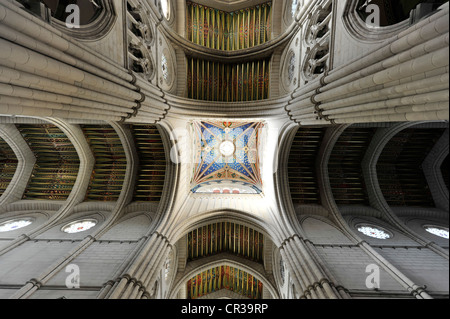 Decke, Ansicht, Kathedrale Santa María la Real De La Almudena oder Almudena Kathedrale, Madrid, Spanien, Europa Stockfoto