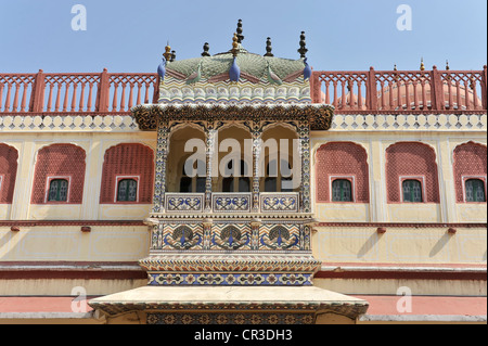 Chandra Mahal Stadtschloss, Jaipur, Rajasthan, Nordindien, Indien, Südasien, Asien Stockfoto