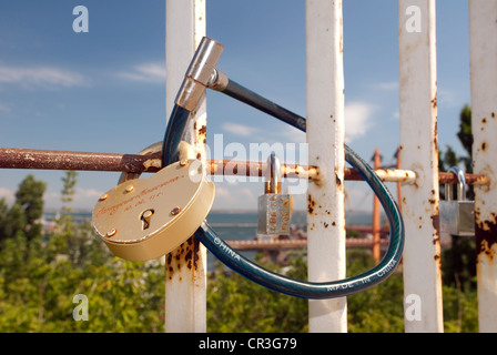 Sperren für der Mutter-in-Laws zu überbrücken, das Zeichen der Liebe, Odessa, Ukraine, Europa Stockfoto