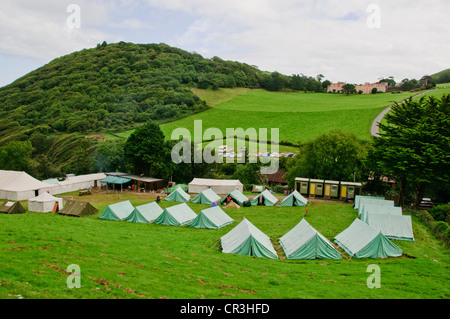 Lynton & Lynmouth, Lynemouth Bay, Valley of the Rocks, Norden gehen Coastal Path Castle Rock, camping, Landschaft, Devon Stockfoto