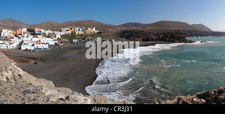 Panorama von Puerto De La Pena, der Fischerhafen von Ajuy, Fuerteventura, Kanarische Inseln, Spanien, Europa Stockfoto