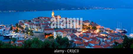 Kroatien, Dalmatien, dalmatinische Küste, Insel Korcula, Korcula Stadt, Panorama über die Altstadt Stockfoto