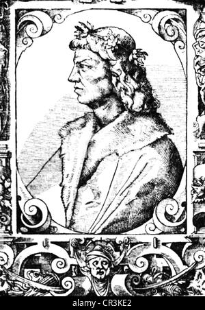 Matthias Corvinus, ICH 27.3. 1443 - 6.4.1490, König von Ungarn 24.1.1458 - 6.4.1490, Porträt, Kupferstich, 17. Jahrhundert, Artist's Urheberrecht nicht gelöscht werden Stockfoto