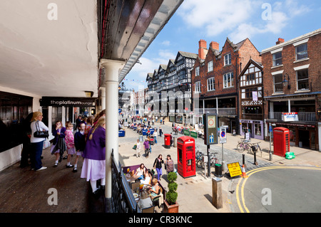 Chester Zeilen bedeckt Mittelalter Gehwege Chester Cheshire England UK GB EU Europa Stockfoto