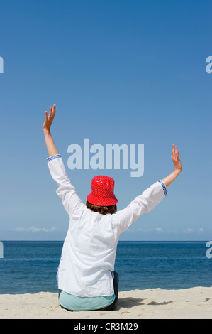 Frau am Strand, List, Sylt, Schleswig-Holstein, Deutschland, Europa Stockfoto