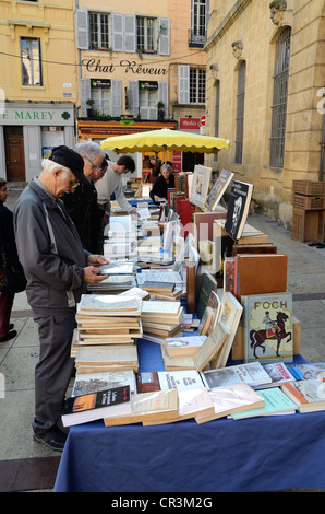 Buchmesse, Antiquariat oder Antiquariat Place de la Mairie Aix-en-Provence Provence Frankreich Stockfoto