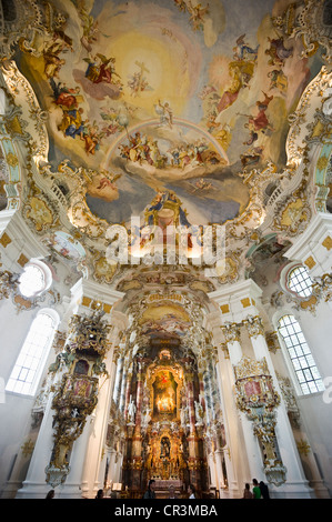 Innenansicht, Wieskirche, Wies Kirche, Allgäu, Bayern, Deutschland, Europa Stockfoto