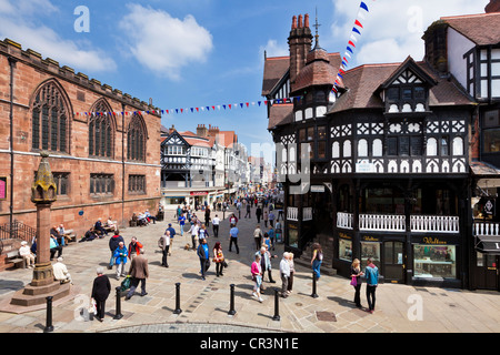 Chester Zeilen bedeckt Mittelalter Gehwege Chester Cheshire England UK GB EU Europa Stockfoto