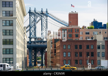 Manhattan Bridge, Brooklyn Heights, New York, USA Stockfoto