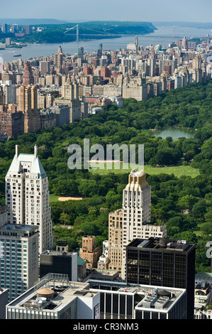 Central Park, Blick vom Rockefeller Center, Manhattan, New York, USA Stockfoto