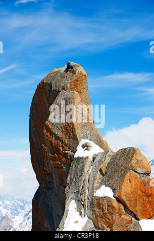 Bergsteiger, Mt. Aiguille Du Midi, Mont-Blanc-Massiv, Französische Alpen, Frankreich Stockfoto