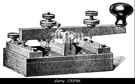 Morse, Samuel, 27.4.171 - 2.4.1872, amerikanischer Erfinder, "The Morse Telegraph", Holzgravur, ca. 1900, Stockfoto