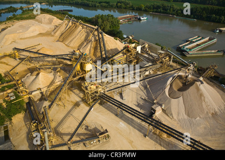 Frankreich, Eure, Sandgruben im Seine-Tal, Compagnie des Sablieres De La Seine Lafarge, Standort Bernieres Sur Seine (Luftbild) Stockfoto