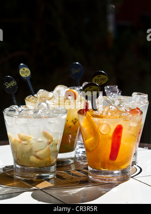 Vielzahl von Caipirinha an der Veloso Bar, Sao Paulo, Brasilien, Südamerika Stockfoto