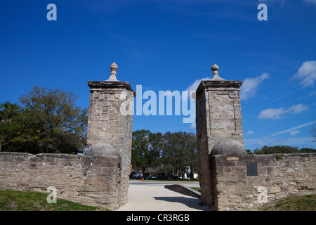 Die alten Stadttore St. Augustine, Florida, die älteste immer noch bewohnte Stadt der USA. Stockfoto