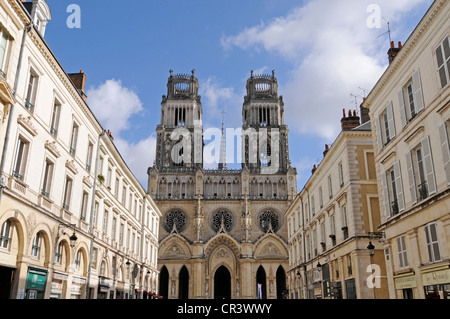 Rue Jeanne d ' Arc, Straße, Cathedrale Sainte-Croix, Orleans, Loiret, Centre, Frankreich, Europa, PublicGround Stockfoto