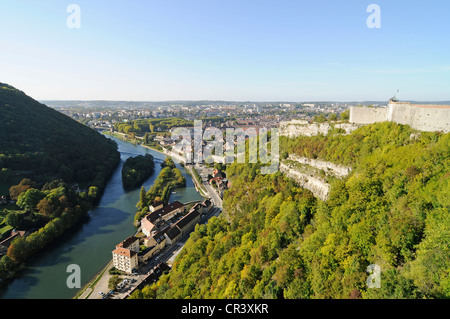 Overview of the Citadel, Doubs River, landscape, Besancon, Doubs, Franche-Comte, France, Europe Stockfoto