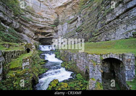 Source De La Loue, Fluss-Kopf von der Loue Fluss, Ouhans, Departement Doubs, Franche, Frankreich, Europa, PublicGround Stockfoto