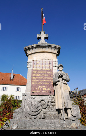 Kriegerdenkmal, Evillers, Pontarlier, Departement Doubs, Franche, Frankreich, Europa, PublicGround Stockfoto