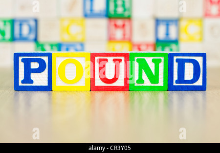 POUND in Bausteine Alphabet geschrieben Stockfoto